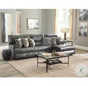 Como Steel Leather 3 Piece Reclining Modular Sectional with RAF Chaise