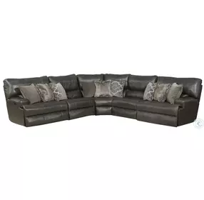 Como Steel Leather 5 Piece Reclining Modular Sectional