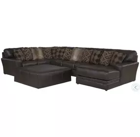 Denali Chocolate Leather Sectional with RAF Chaise