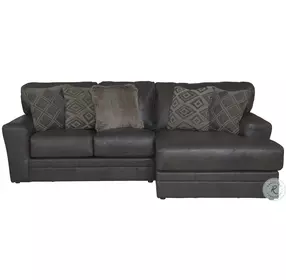 Denali Steel Leather Small Sectional with RAF Chaise