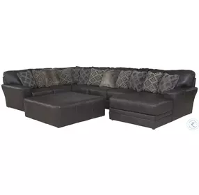 Denali Steel Leather Large Sectional with RAF Chaise