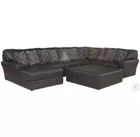 Denali Steel Leather Large Sectional with LAF Chaise