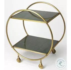 Orian Green Marble And Gold Serving Table