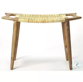 Tristan Natural Wood and Rattan Stool