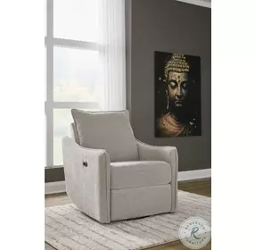 McBurg Taupe Swivel Power Recliner