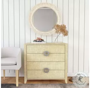 Amelle Cream Raffia Drawer Accent Chest