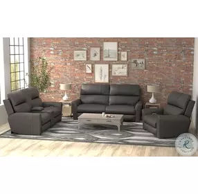 Fredda Anthracite Lay Flat Power Reclining Console Loveseat with Power Headrest And Zero Gravity