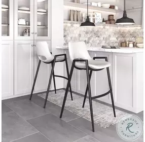 Desi White and Black Bar Stool Set of 2