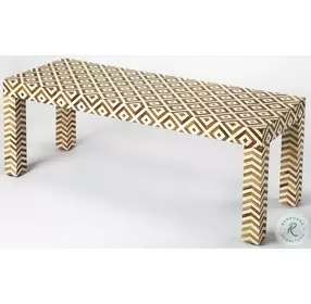 Crispin Wood and Bone Inlay Bench