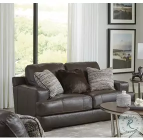 Marco Chocolate Italian Top Grain Leather Match 67" Loveseat