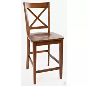 Simplicity Caramel Cross Back Counter Height Stool Set of 2