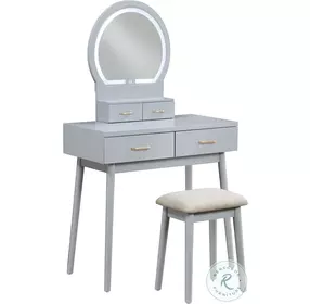Camilla Gray Vanity with Mirror And Stool