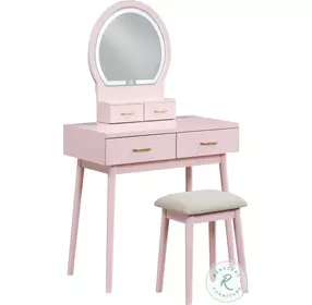 Camilla Pink Vanity with Mirror And Stool