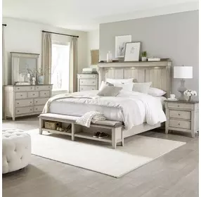 Ivy Hollow Weathered Linen and Dusty Taupe 9 Drawer Dresser with Mirror
