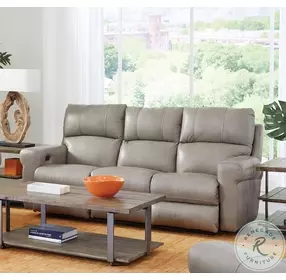 Torretta Putty Leather Lay Flat Power Reclining 87" Sofa