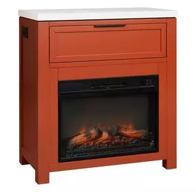 Fireside Consoles Terracotta and White Sintered Stone Top Fireside Console with USB Charging