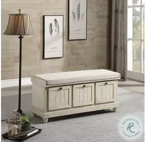 Woodwell Distressed White Bench