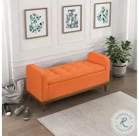 Brigitte Orange Lift Top Storage Bench