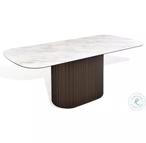 LP 459 Carrara Gold Ceramic Top And Brushed Bronze Dining Table