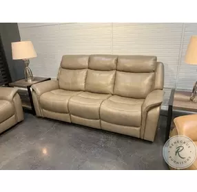 Grant Liverpool Sand Leather Power Headrest Reclining Sofa