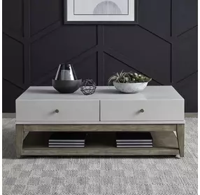 Berkley Square Linen and Khaki Rectangular Cocktail Table