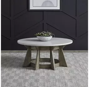 Berkley Square Linen and Khaki Round Cocktail Table