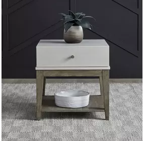 Berkley Square Linen and Khaki Square End Table