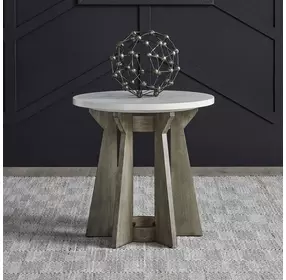 Berkley Square Linen and Khaki Round End Table