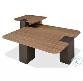 LP 467 Sleek Walnut And Brown Metal End Table