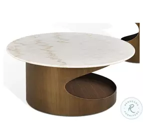 LP 469 White Marble And Antique Brass Occasional Table Set