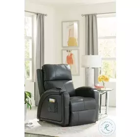 Reliever Gunmetal Lay Flat Power Recliner with Power Headrest, Lumbar And Zero Gravity