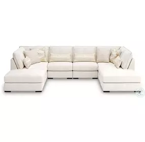 Donelson Creek Vanilla 6 Piece Sectional and Ottoman