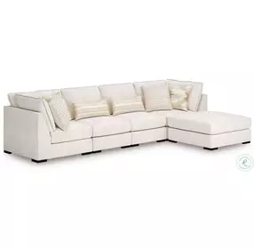 Donelson Creek Vanilla 4 Piece Sectional and Ottoman