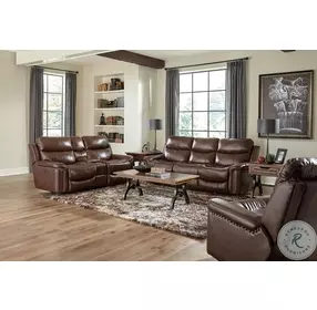 Ceretti Brown Leather Power Reclining Sofa