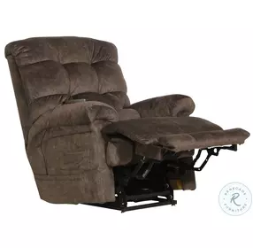 Longevity Chocolate Lay Flat Power Lift Recliner with Dual Motor Extended Ottoman Heat And Massage