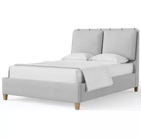 Pure Maple Syrup and Blue Mist Performance Fabric Queen Upholstered Panel Bed