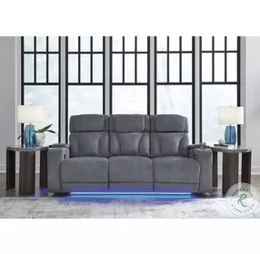Forest Lake Steel Next-Gen Nuvella Performance Fabric Power Reclining Sofa with Adjustable Headrest