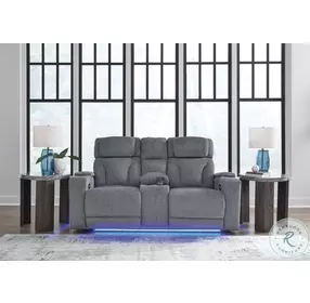 Forest Lake Steel Next-Gen Nuvella Performance Fabric Power Reclining Console Loveseat with Adjustable Headrest