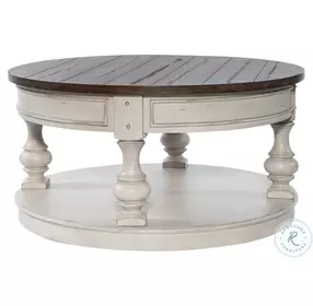 Morgan Creek Antique White And Wire Brushed Tobacco Round Occasional Table Set