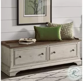 Morgan Creek Antique White And Wire Brushed Tobacco Storage Hall Bench