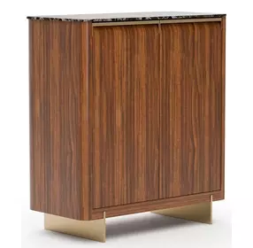 Altura Smoked Walnut and Champagne Gold 2 Door Stone Top Hall Chest