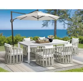 Alexa Outdoor Dining White Upholstered Outdoor Arm Chair Set of 2