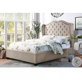 Waterlyn Beige Queen Upholstered Panel Bed