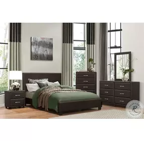 Lorenzi Dark Brown King Upholstered Platform Bed