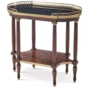 TA Originals Okoume Choco and Gold Oval Quartz Top Parfait Accent Table