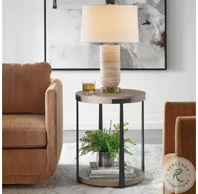 Granville Natural And Dark Bronze Round Side Table