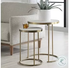 Aragon White And Brass Nesting Table Set Of 2
