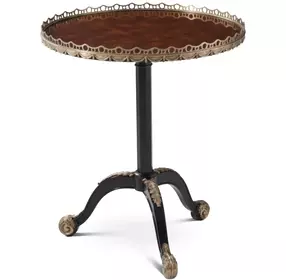 TA Originals Ramsey Mahogany and Black Round Galleried Appeal Accent Table