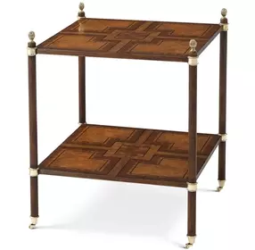 English Cabinet Maker Completon and Gold Square Regency Tiers Side Table