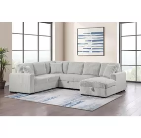 Devonshire Gray Sleeper Sectional with Storage Chaise